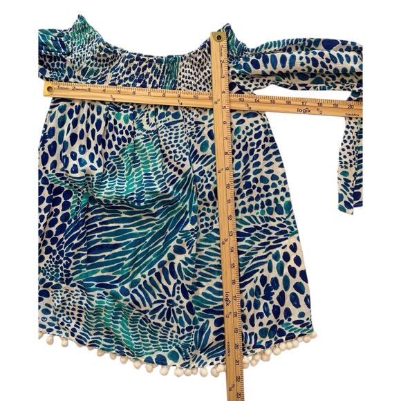 LILLY PULITZER | Nita "Brilliant Blue Tang Gang" off the shoulder top | size XXS - Picture 2 of 4